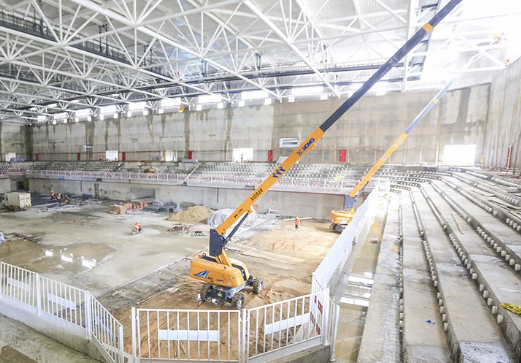 儋州市體育中心室內(nèi)裝修已全面展開