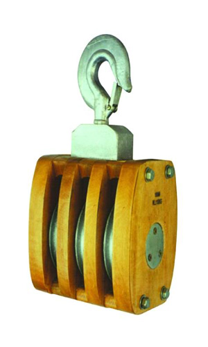 成華牌日式船用木滑輪，三輪鉤式
