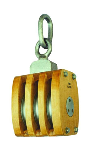 成華牌日式船用木滑輪，三輪鏈環(huán)式